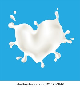 Milk Splash Heart Shape On Blue Stock Vector (Royalty Free) 1014934849