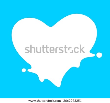 Milk splash in heart shape on blue background, symbolizing love, purity, and care, perfect for dairy, milk ads, or health concepts
