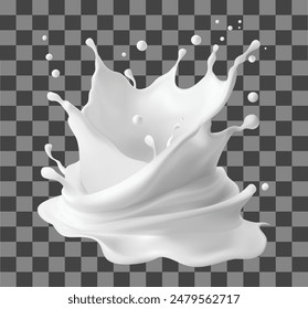 Milk splash isolated on transparent background. Realistic vector illustration, Gradient Mesh