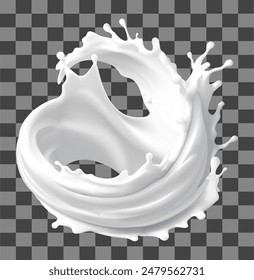 Milk splash isolated on transparent background. Realistic vector illustration, Gradient Mesh