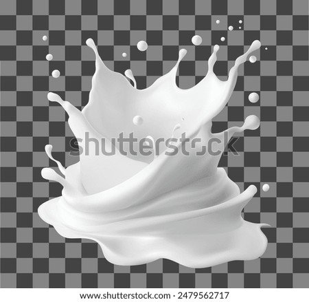 Milk splash isolated on transparent background. Realistic vector illustration, Gradient Mesh