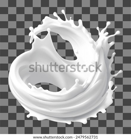 Milk splash isolated on transparent background. Realistic vector illustration, Gradient Mesh