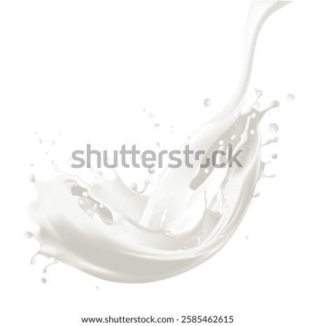 Milk splash isolated on transparent background. Realistic vector illustration, Gradient Mesh