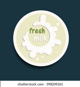 Milk splash label with text 
