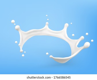 Milk splash. Natural dairy products. 3d vector object