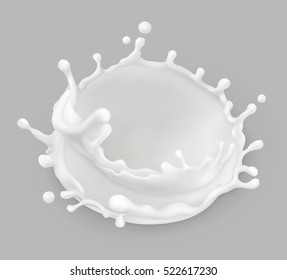 Milk Splash. Natural Dairy Products. 3d Vector Object