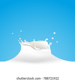 Milk splash. Natural dairy products. 3d vector object. Isolated illustration on white background for advertising design, sweet food element