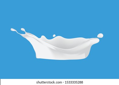 Milk splash on blue background