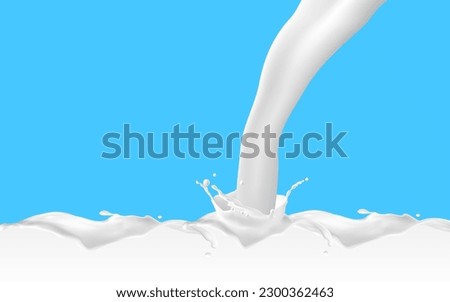 Milk splash on the blue vector illustration.