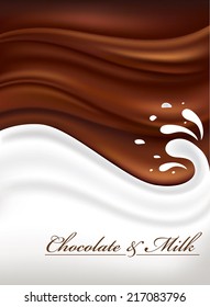 Milk Splash On Chocolate Background