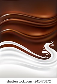 milk splash on chocolate background