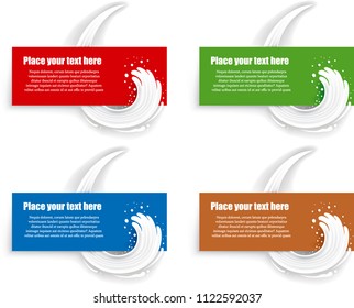 milk splash on different color banners