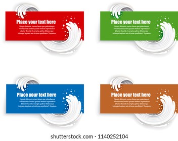 milk splash on different color banners