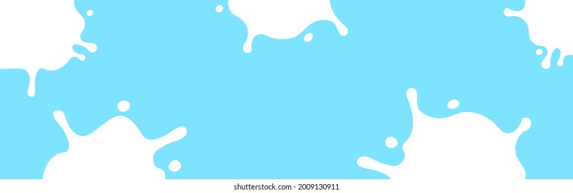 salpicadura de leche en azul claro para el banner, bandeja lechosa para el fondo, espacio de copia, forma de blob de leche gráfica, mancha de mancha de leche salpicada, vector