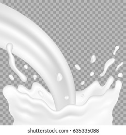 Milk splash on a transparent background. Vector lactic, creamy drops.
