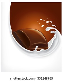 milk splash with piece of chocolate