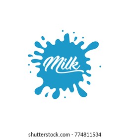 Milk Splash For Product Logo Design Cool Flat Vector Templates On Blue Background