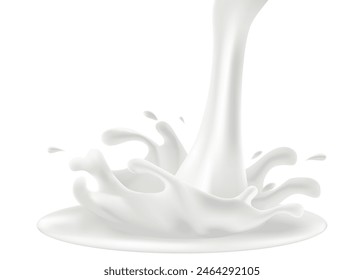 Milk Splash. Realistic Milk Drop Isolated on Transparent Background. Vector Illustration for Product Design or Advertising Needs.	