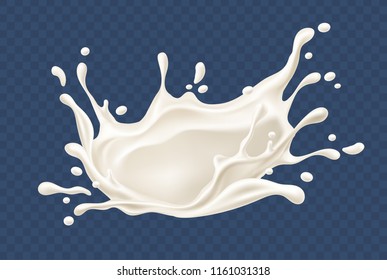 Milk splash. Realistic milky splashes and drops of dairy drink or yoghurt isolated on transparent background. EPS10 vector illustration. Gradient mesh used.