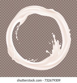 Milk splash. Realistic white drops with splashes isolated on transparent background. Vector illustration.
