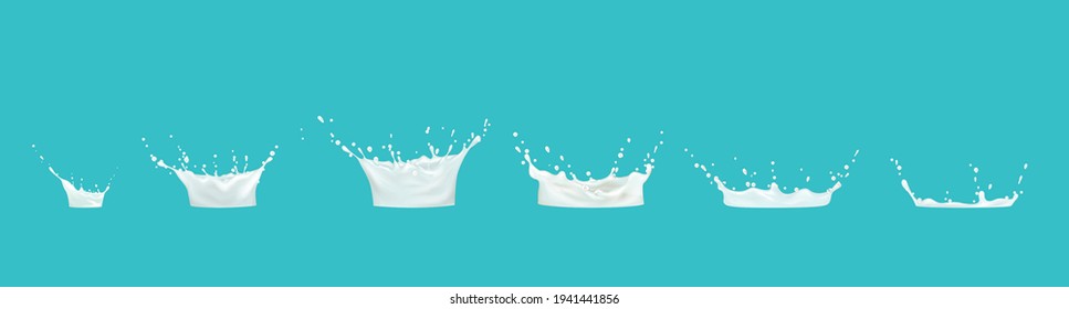 Milk splash sequence animation sprite sheet, drip