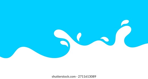 Leite splash forma simples para fundo de banner, ondas de leite lisas e respingos limpos para publicidade de produtos láteos, ilustração vetorial.