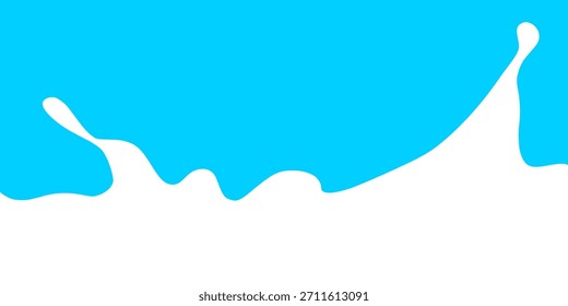 Leite splash forma simples para fundo de banner, ondas de leite lisas e respingos limpos para publicidade de produtos láteos, ilustração vetorial.