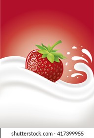 milk splash with strawberry