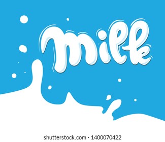 Milk Splash Text Flat Design - Vector Illustration