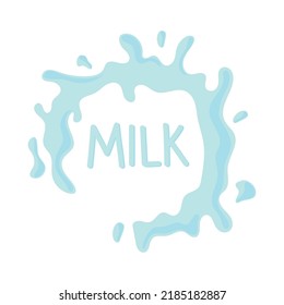 salpicadura de leche e icono de texto aislados
