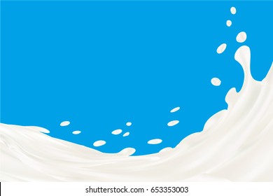 Milk splash vector illustration background. 3d illustration.