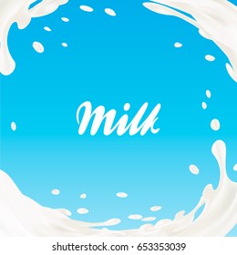 Milk splash vector illustration background. 3d illustration.