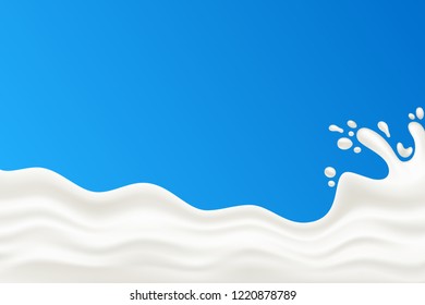 Milk splash vector illustration on a blue background. Milk, yogurt or cream shape creative illustration.