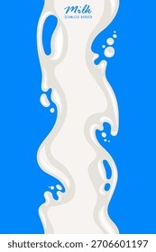Milk splash vertical seamless border