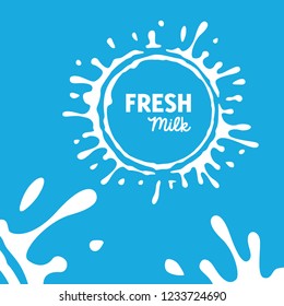Milk Splash Water White Color in Blue Background template