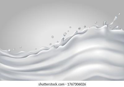 Milk splash wave on a gray background