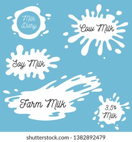 Milk Splash. Milk, yogurt or cream splash blot vector set. Drink element, splashing template illustration