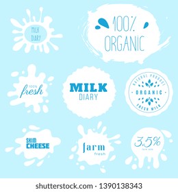 Milk Splash. Milk, yogurt or cream splash blot vector set. Drink element, splashing template illustration
