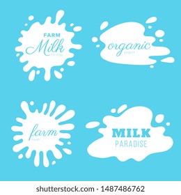 Milk Splash. Milk, yogurt or cream splash blot vector set. Drink element, splashing template illustration