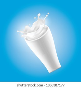 Milch auf blauem Hintergrund, Vektorgrafik.

