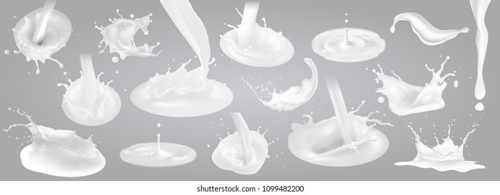 Milk splashes, drops and blots.