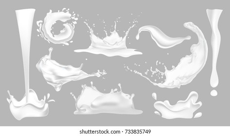 Milk splashes, drops and blots.