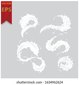 Milk splashes with grey background, drops vector