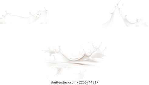  vectores de ilustraciones aisladas de salpicaduras de leche