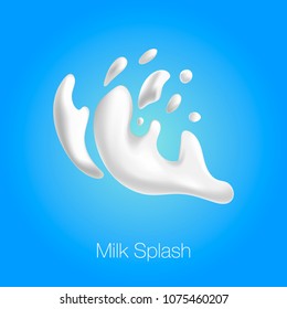 Milk splashes isolated on blue background.