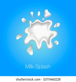Milk splashes isolated on blue background.