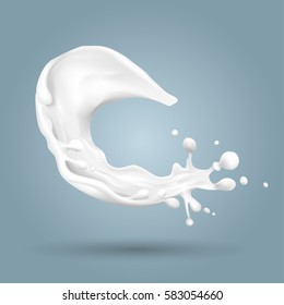 Milk splashes isolated on gray background. vector illustration