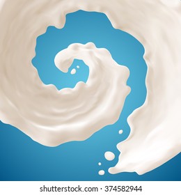 Milk splashes  on blue background. Gradient Mesh. EPS10. 