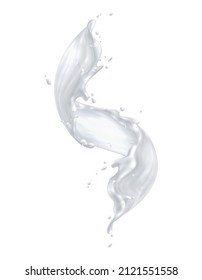 Milk splashes realistic composition with isolated image of spluttering white liquid on blank background vector illustration