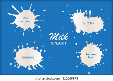 Milk splashes set. Vector template.